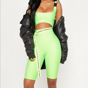 Néon Green Buckle Détail Unitard - Size 14 (NWT)